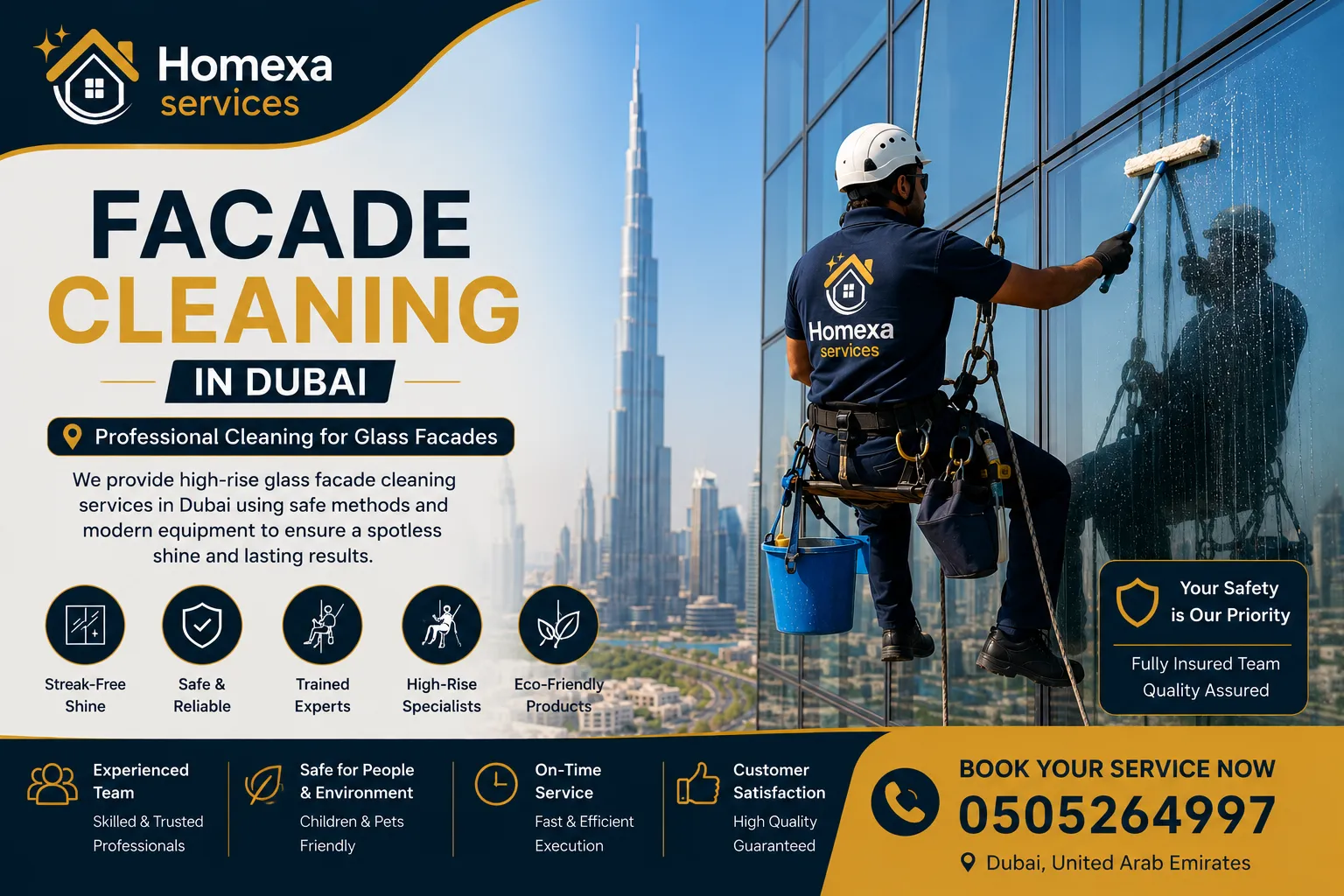 Professional facade cleaning in Dubai by Home Xa Services