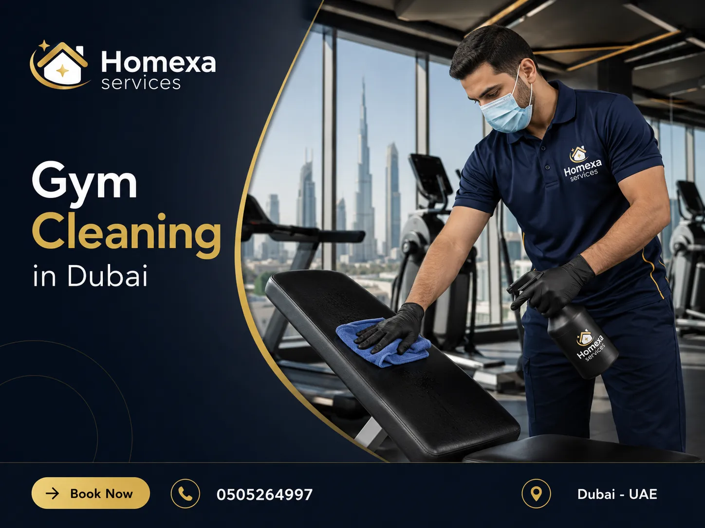 Professional gym cleaning in Dubai by Home Xa Services