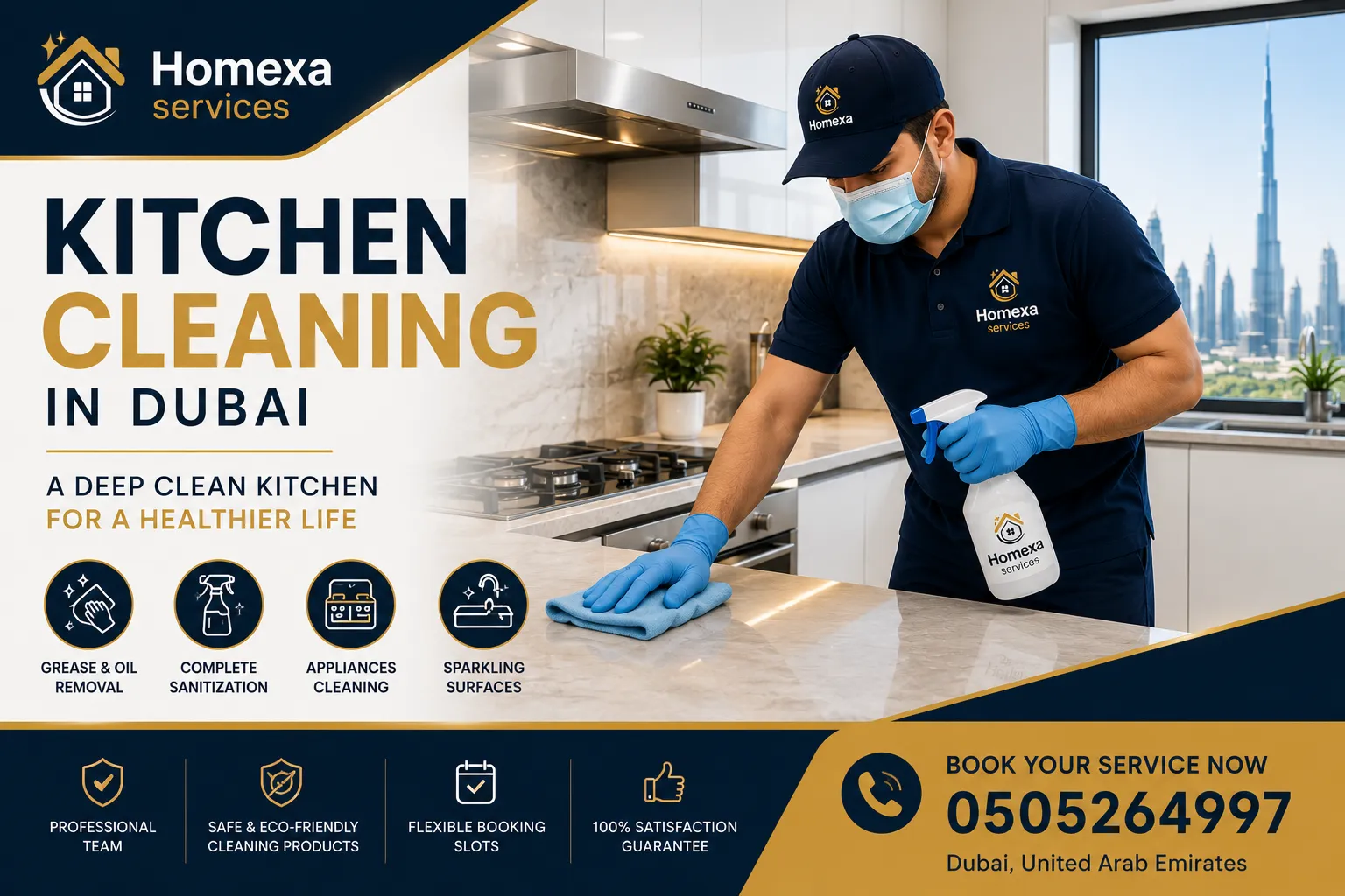 Professional kitchen cleaning in Dubai by Home Xa Services