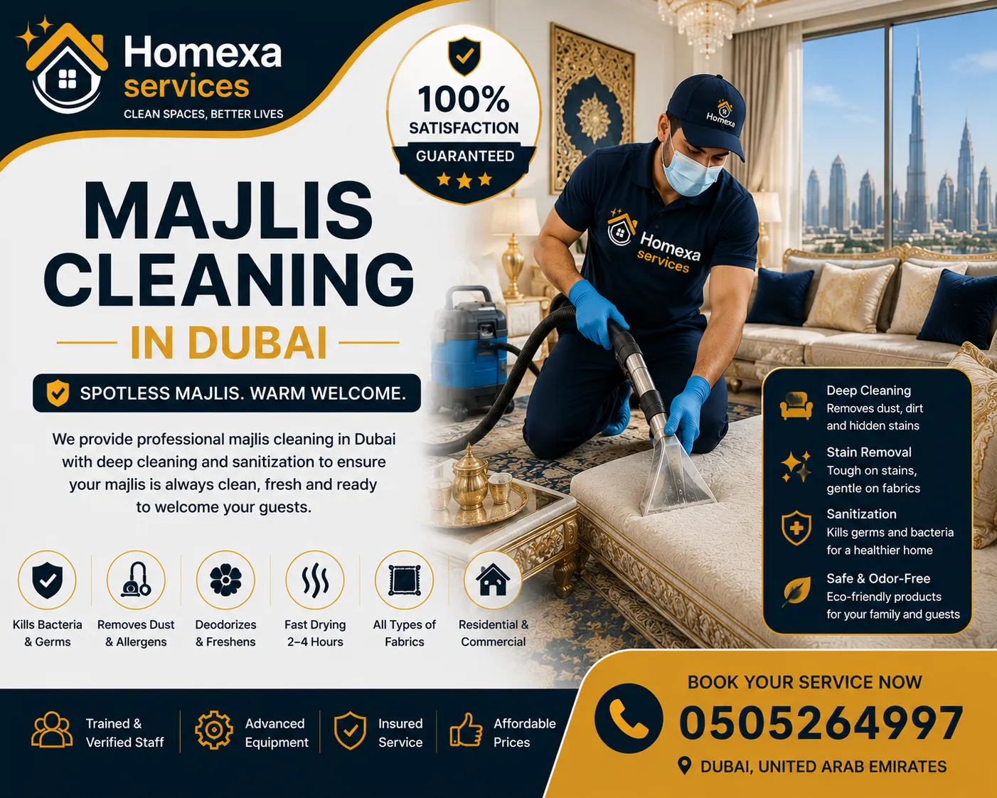Professional majlis cleaning in Dubai by Home Xa Services