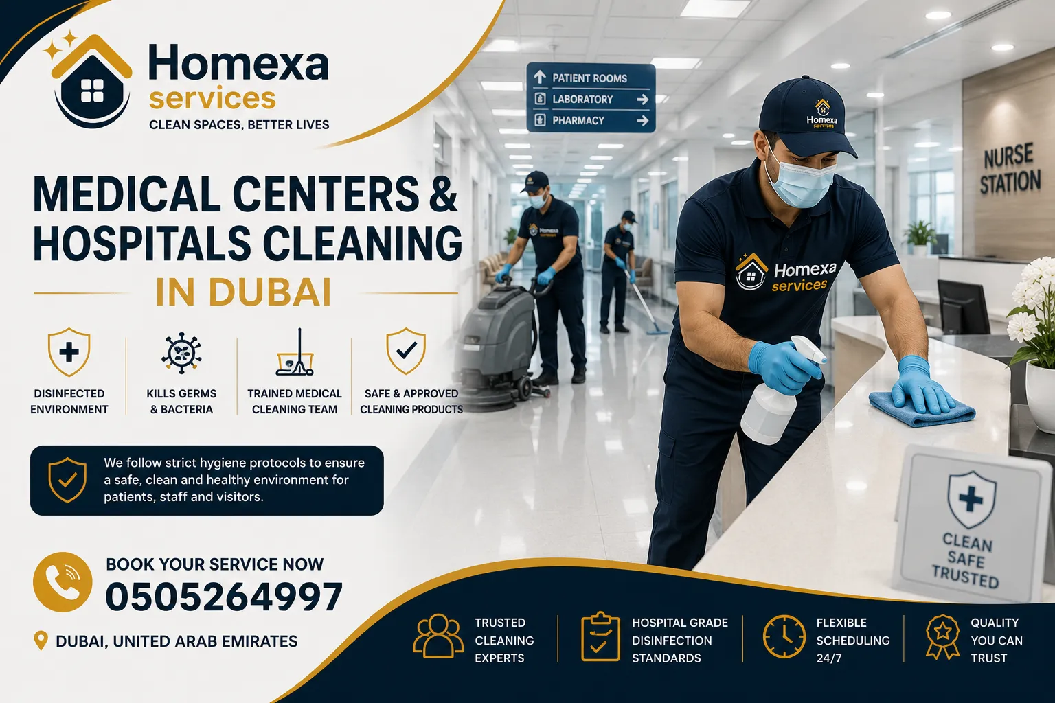 Professional clinic cleaning in Dubai by Home Xa Services