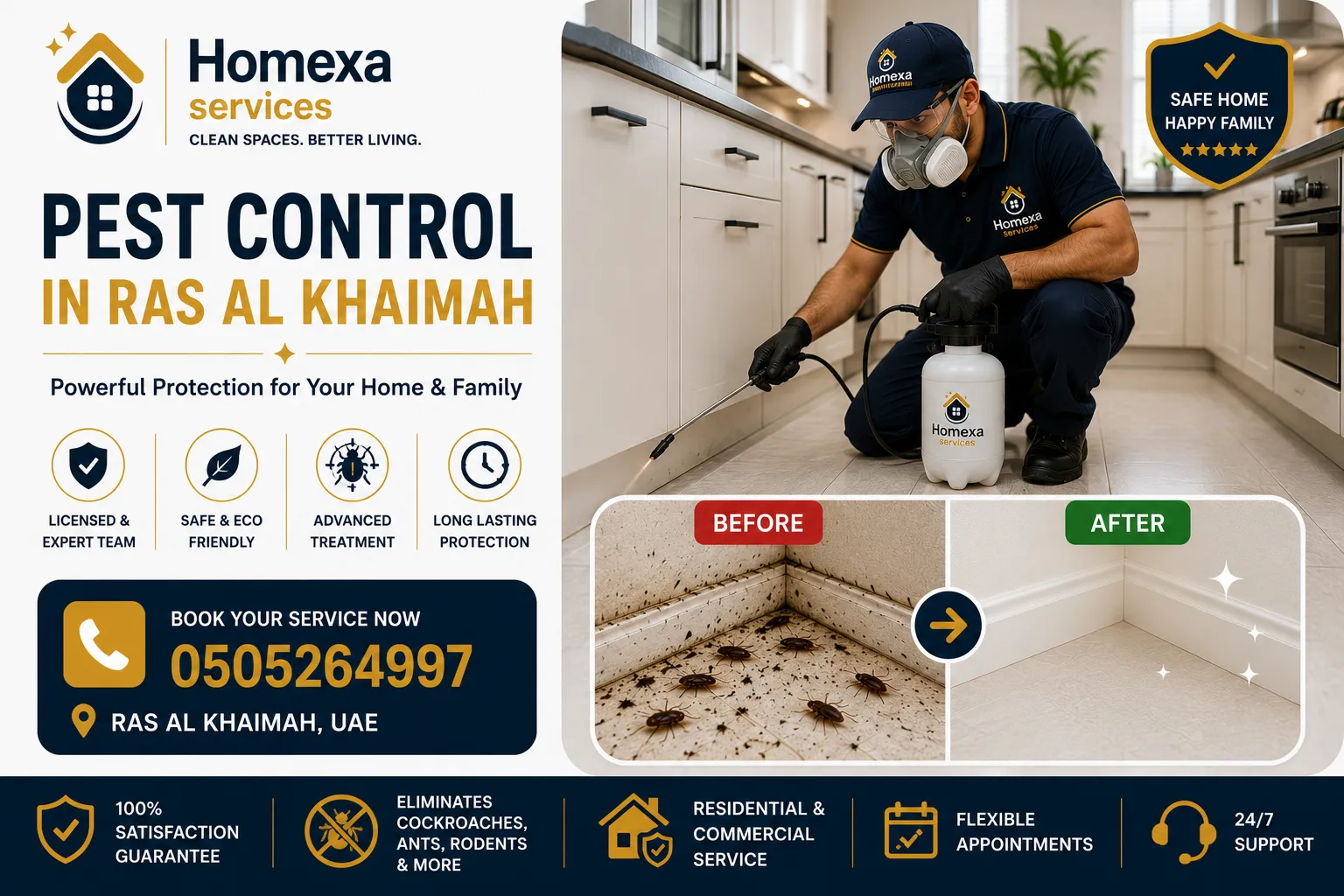 Pest control inspection and treatment in Ras Al Khaimah