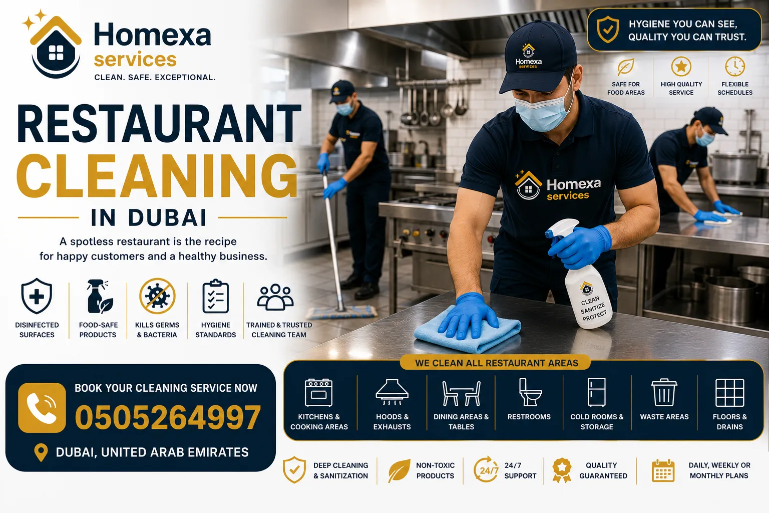 Professional restaurant cleaning in Dubai by Home Xa Services