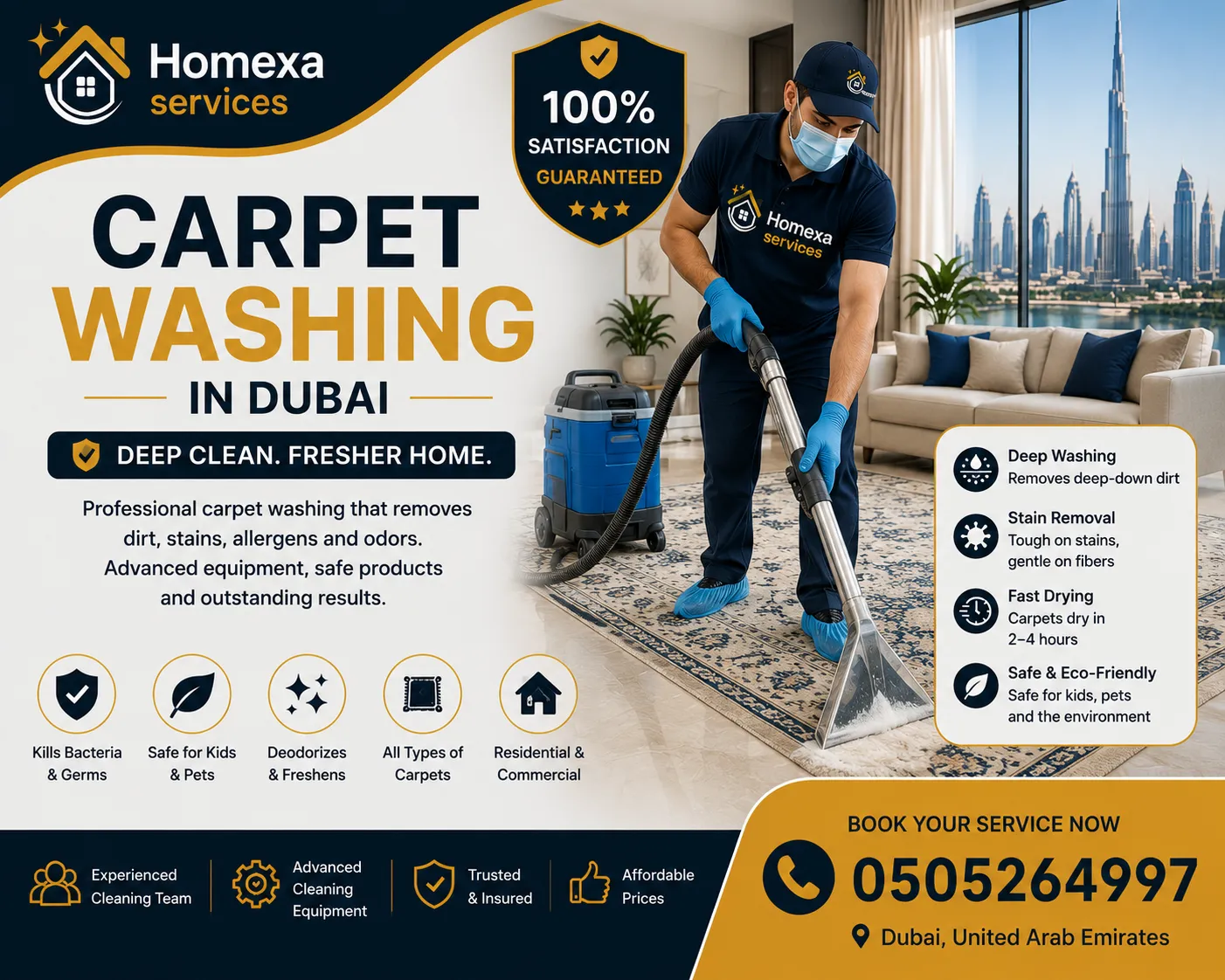 Professional rug washing in Dubai by Home Xa Services