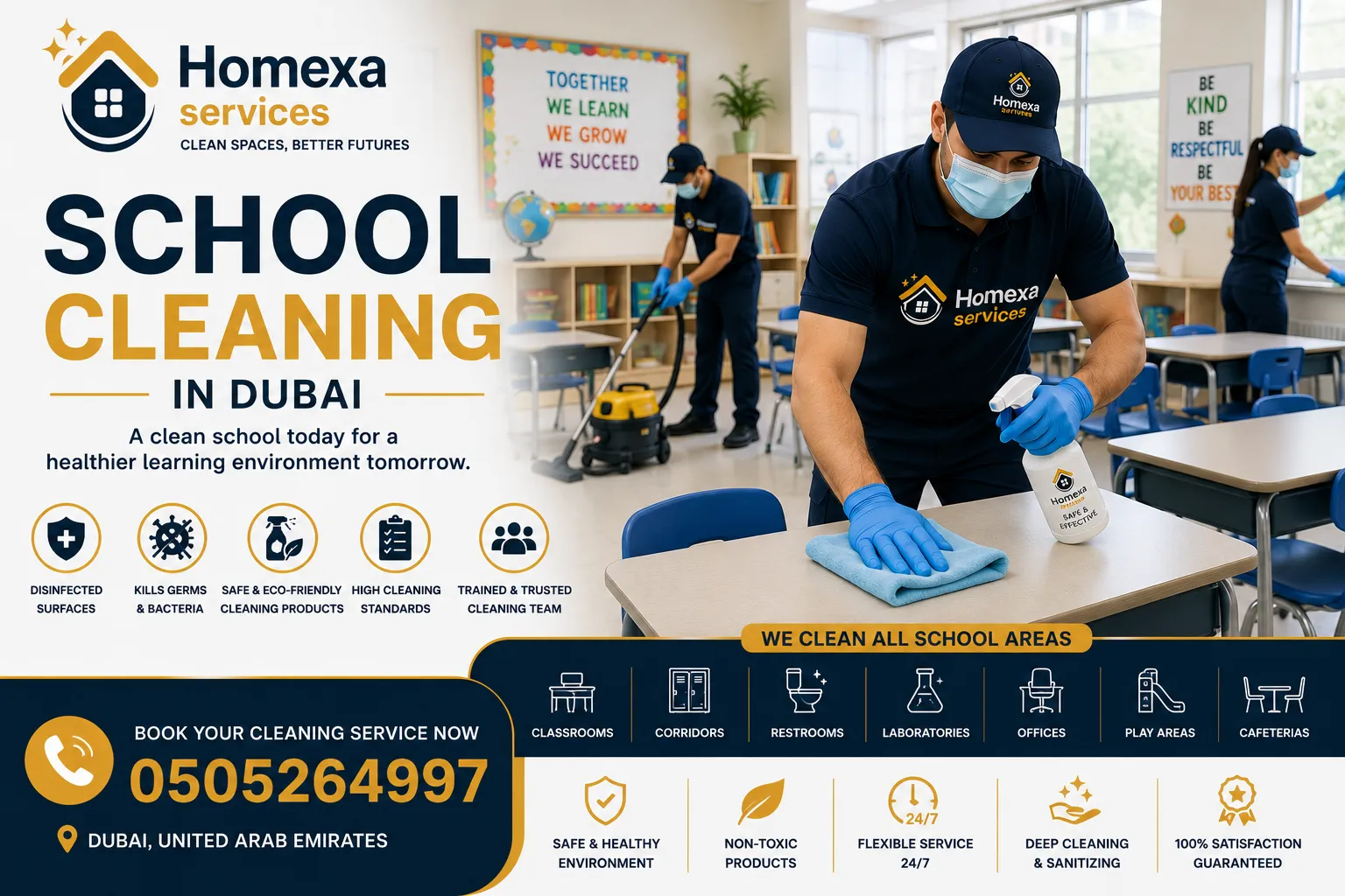 Professional school cleaning in Dubai by Home Xa Services