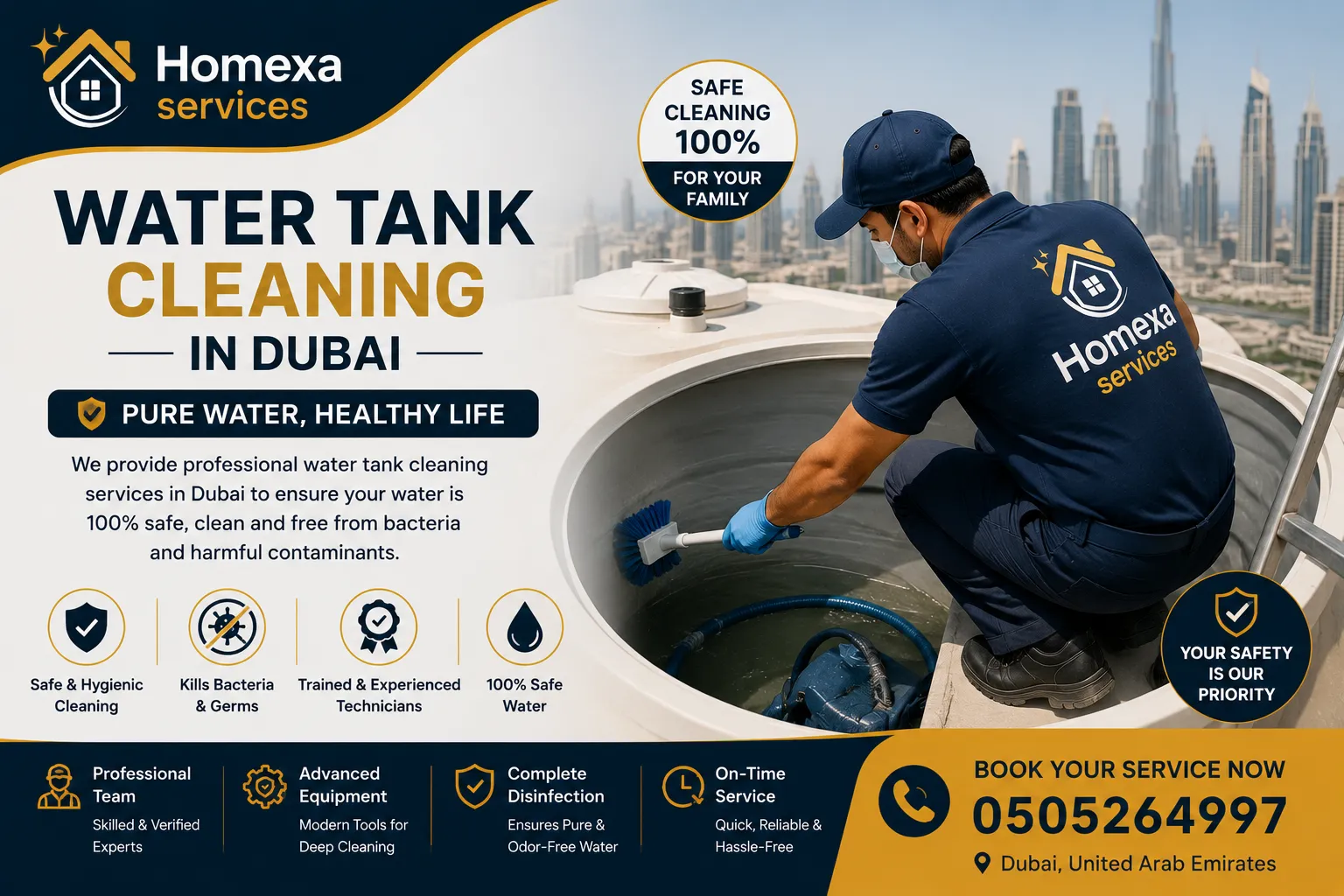 Professional water tank cleaning in Dubai by Home Xa Services