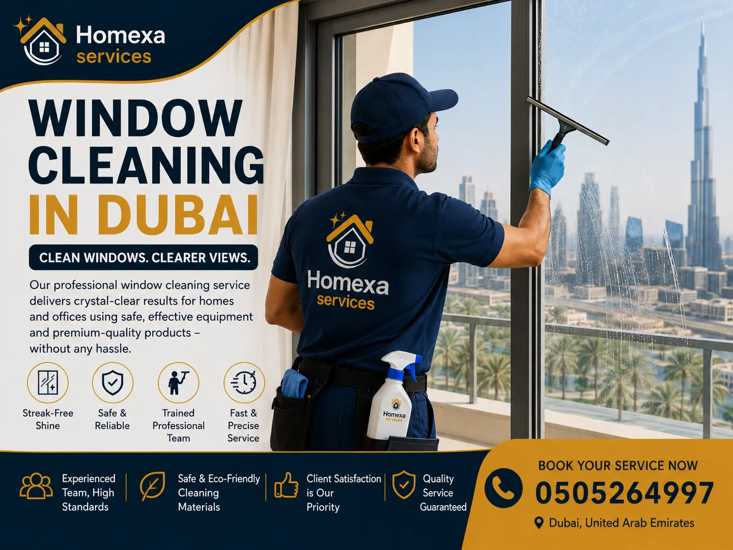 Professional window cleaning in Dubai by Home Xa Services