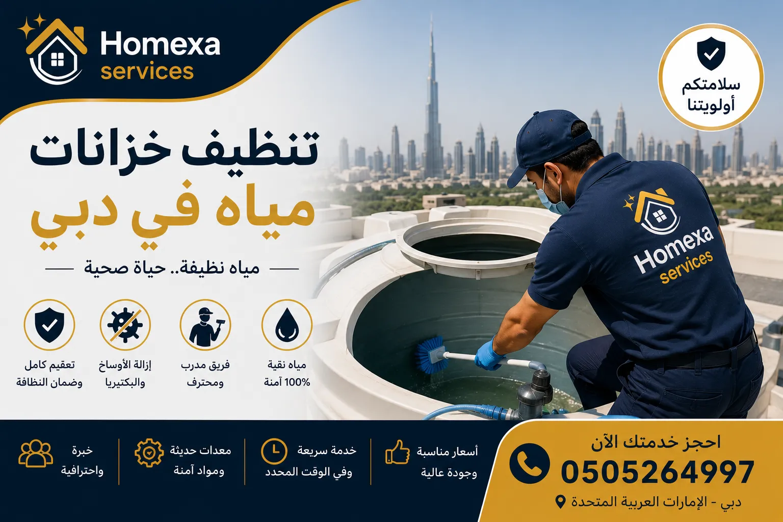 تنظيف خزانات مياه في دبي بواسطة Home Xa Services