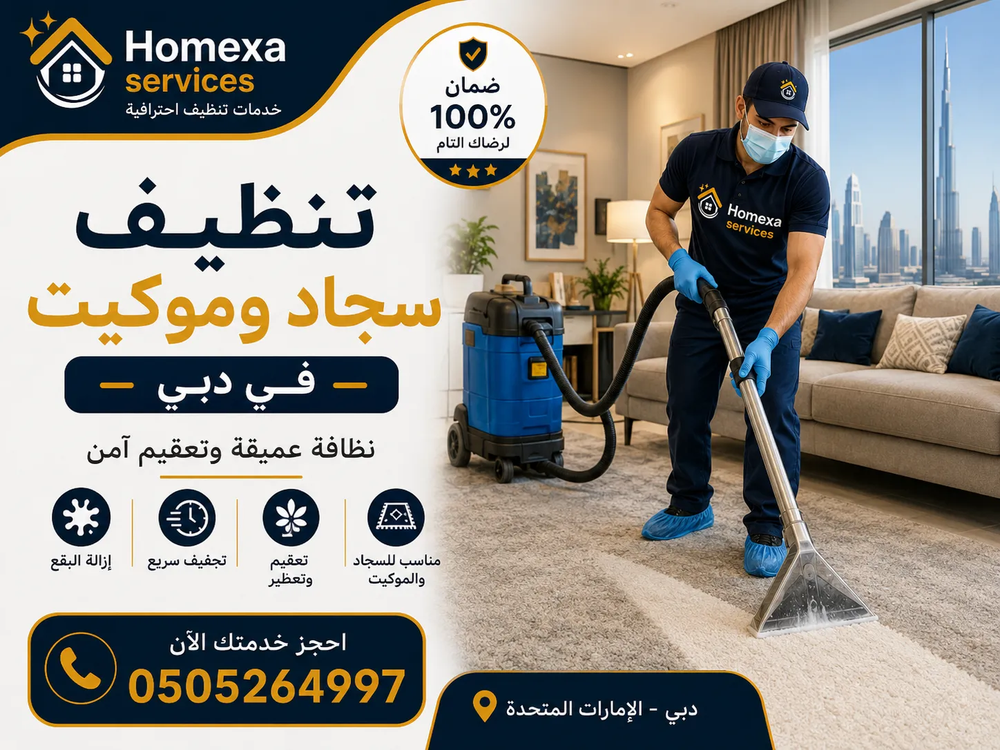 تنظيف سجاد وموكيت في دبي بواسطة Home Xa Services