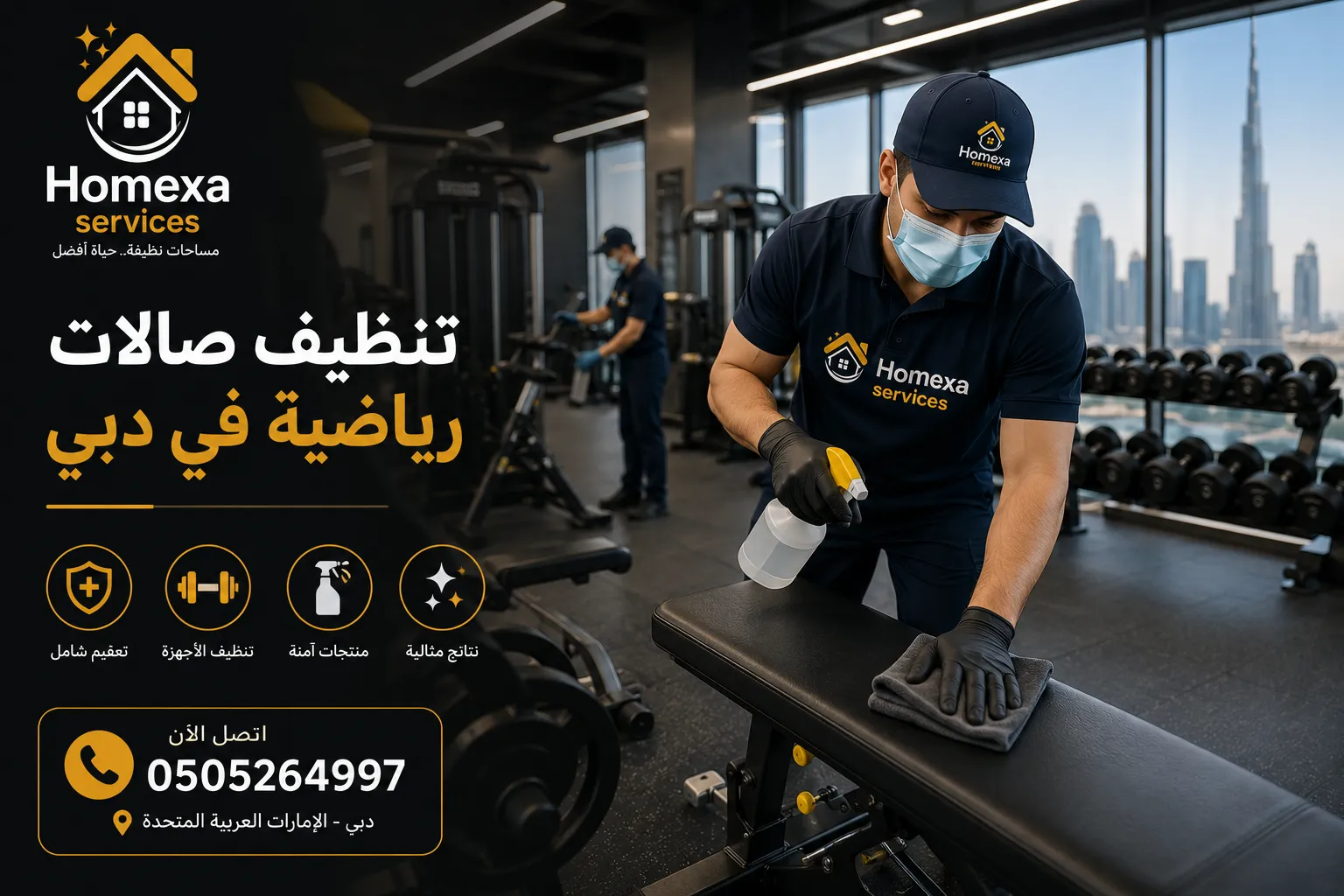 تنظيف صالات رياضية في دبي بواسطة Home Xa Services
