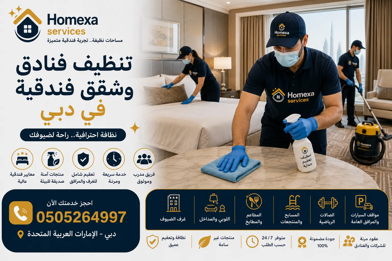 تنظيف فنادق وشقق فندقية في دبي بواسطة Home Xa Services