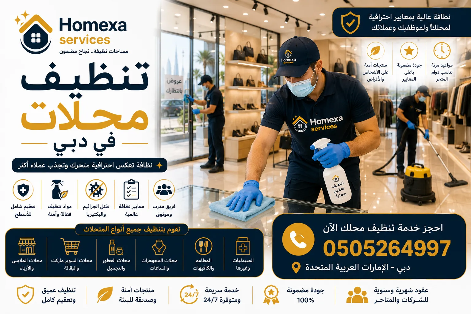 تنظيف محلات في دبي بواسطة Home Xa Services