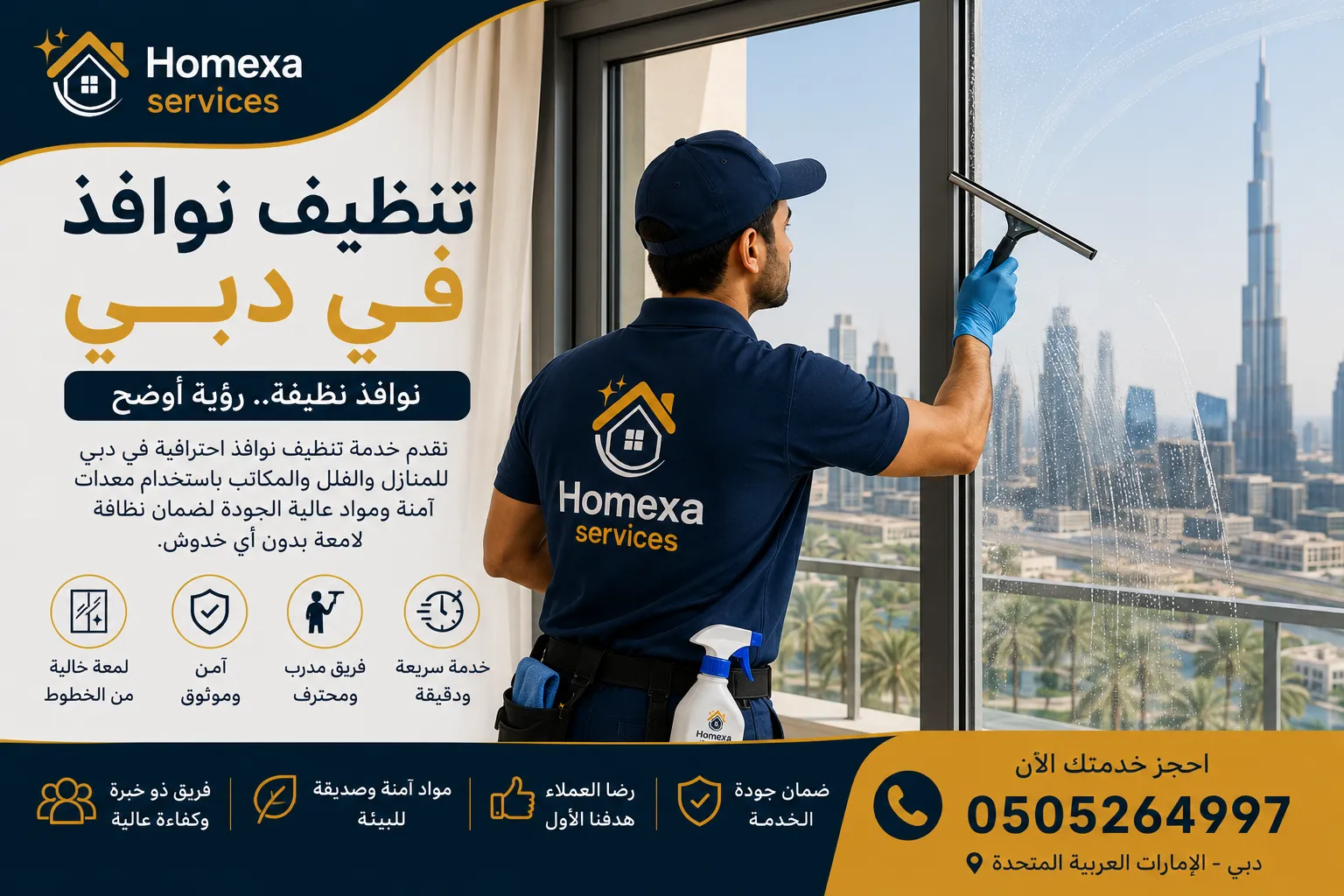 تنظيف نوافذ في دبي بواسطة Home Xa Services