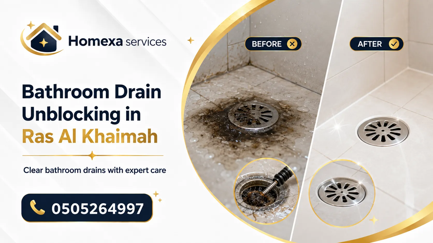 Bathroom floor drain unblocking in Ras Al Khaimah when water backs up during shower use