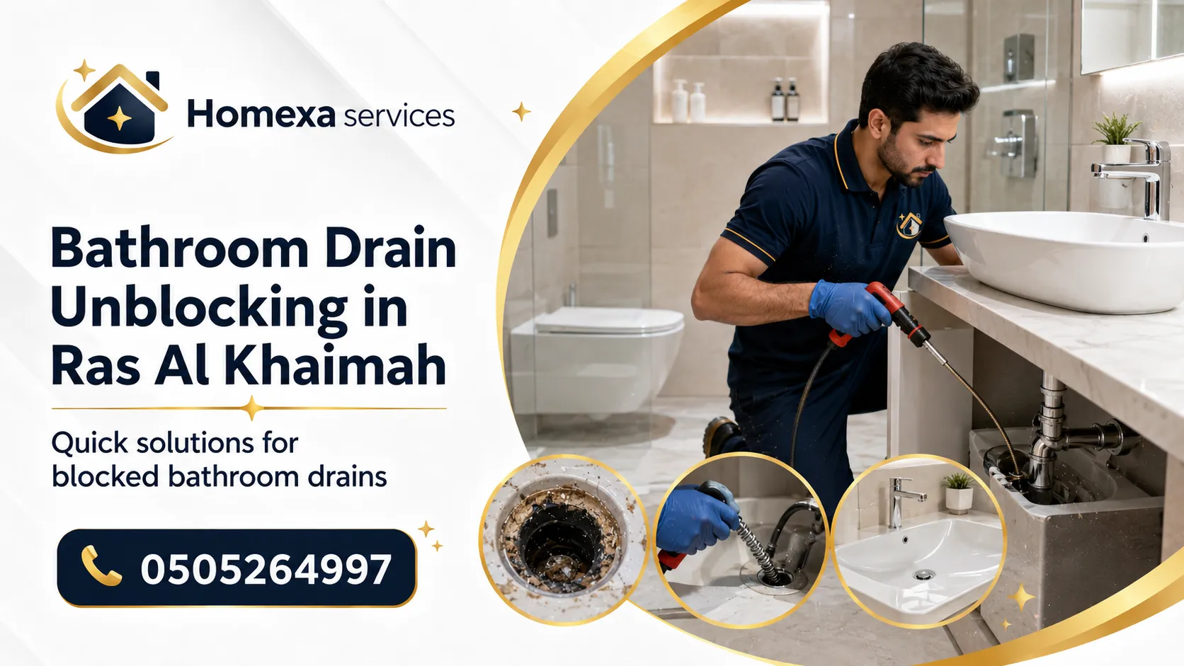 Bathroom Drain Unblocking in Ras Al Khaimah for blocked shower toilet basin and floor drain