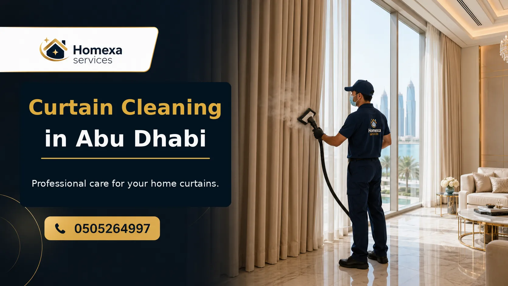 Best curtain cleaning company in Abu Dhabi for on-site blackout sheer heavy and floor-to-ceiling curtain cleaning