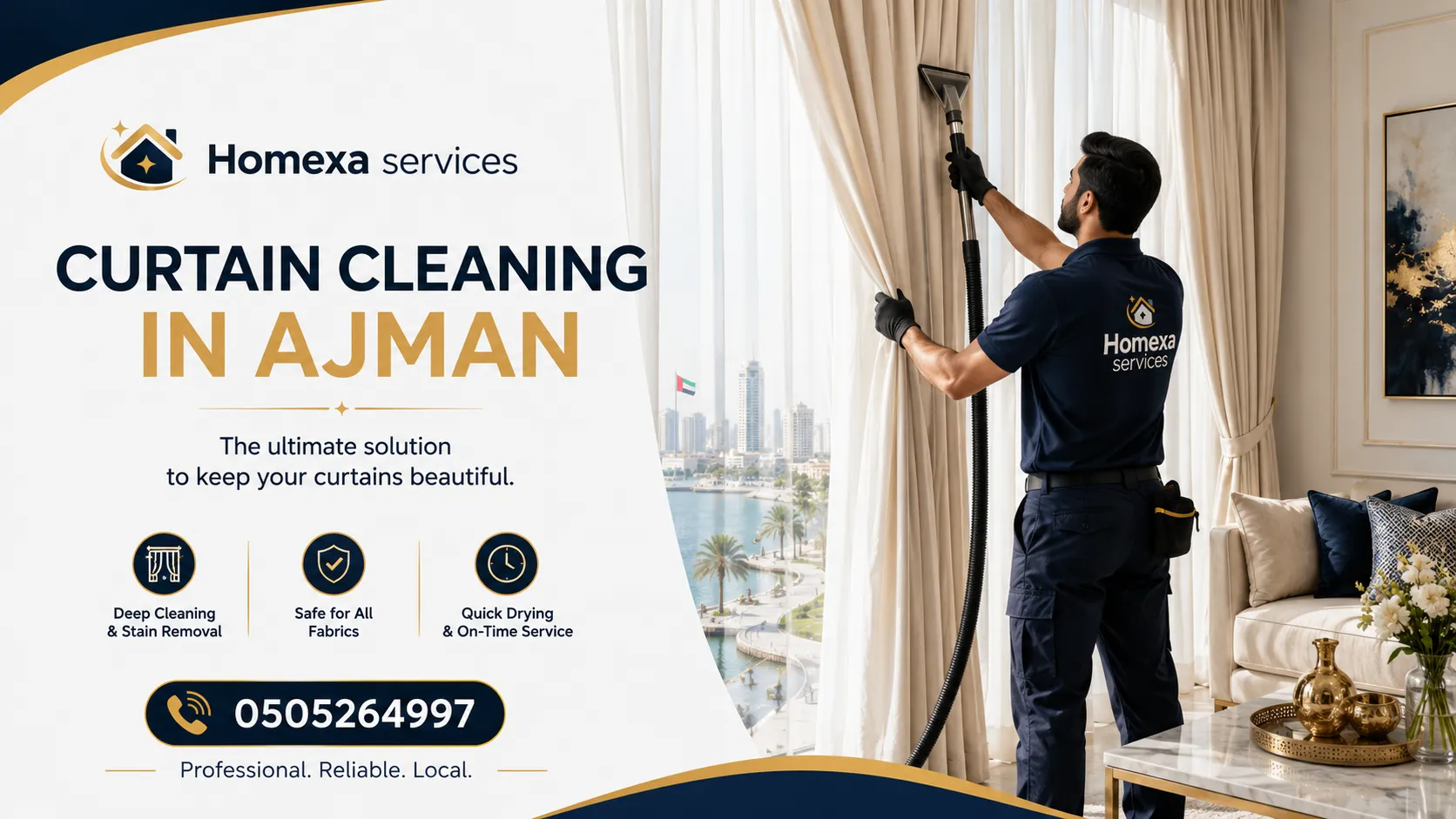 Curtain cleaning company in Ajman for fabric blackout velvet and long curtains
