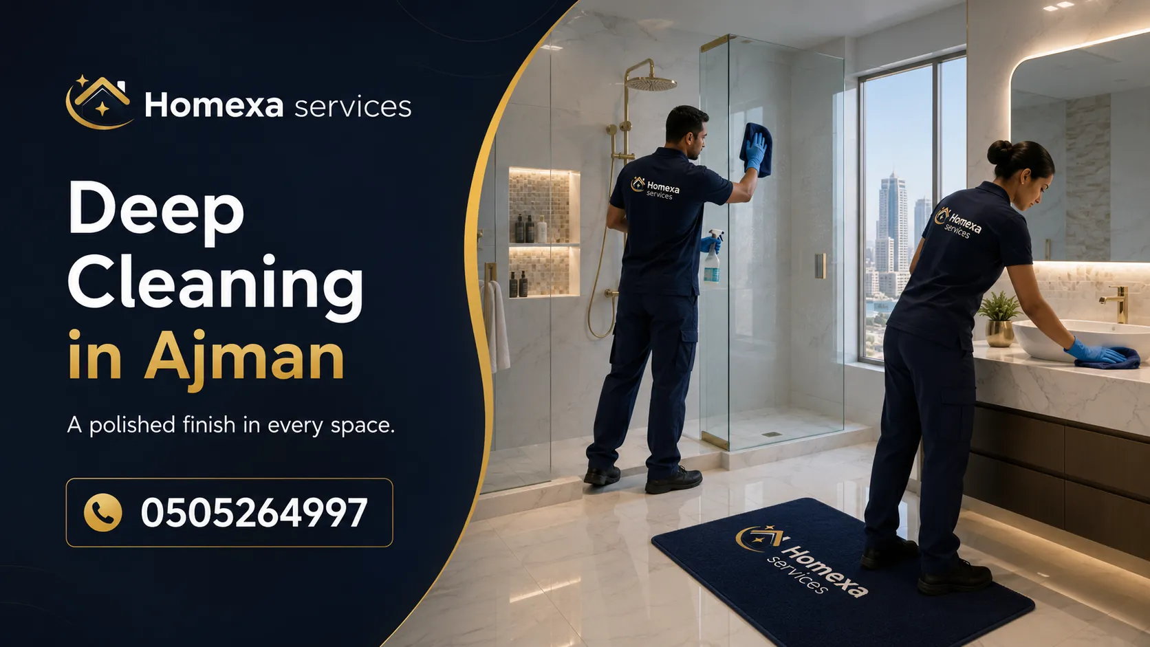Deep cleaning in Ajman for apartments villas rooms kitchens bathrooms and floors