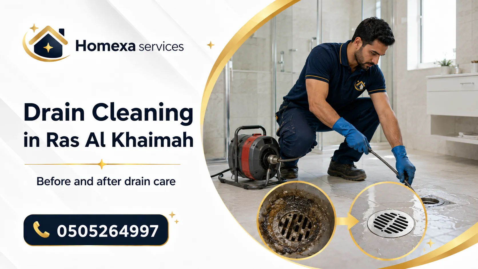 Blocked drain cleaning in Ras Al Khaimah for slow drains water backup inspection chambers and external drainage