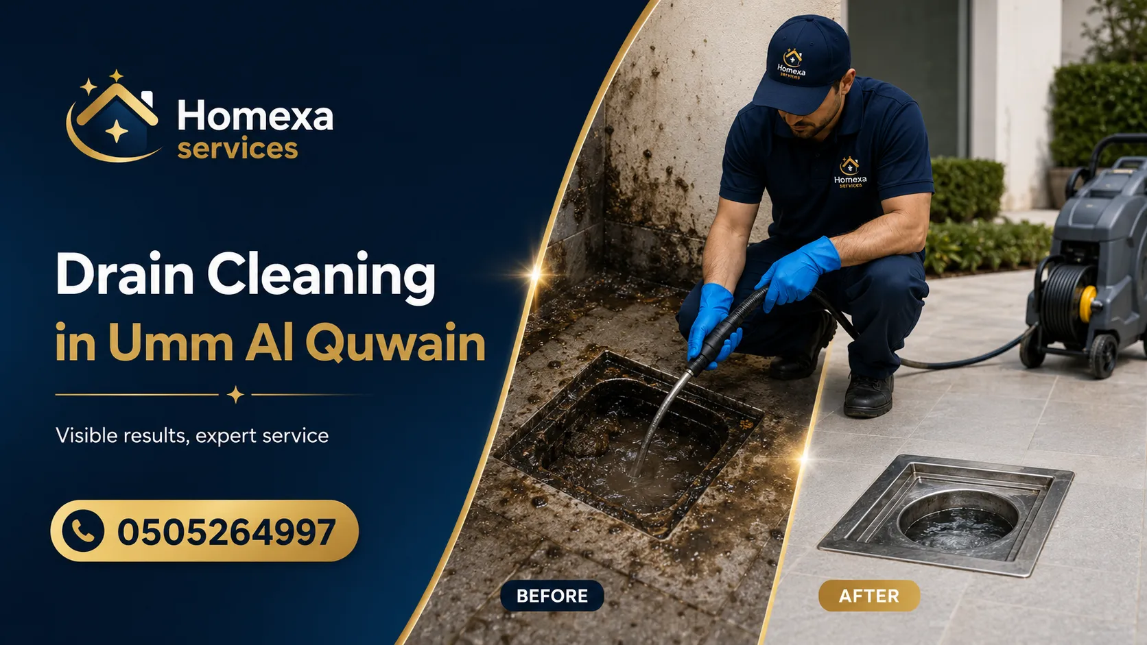 Drain Cleaning Company in Umm Al Quwain for slow drainage and blocked household drains