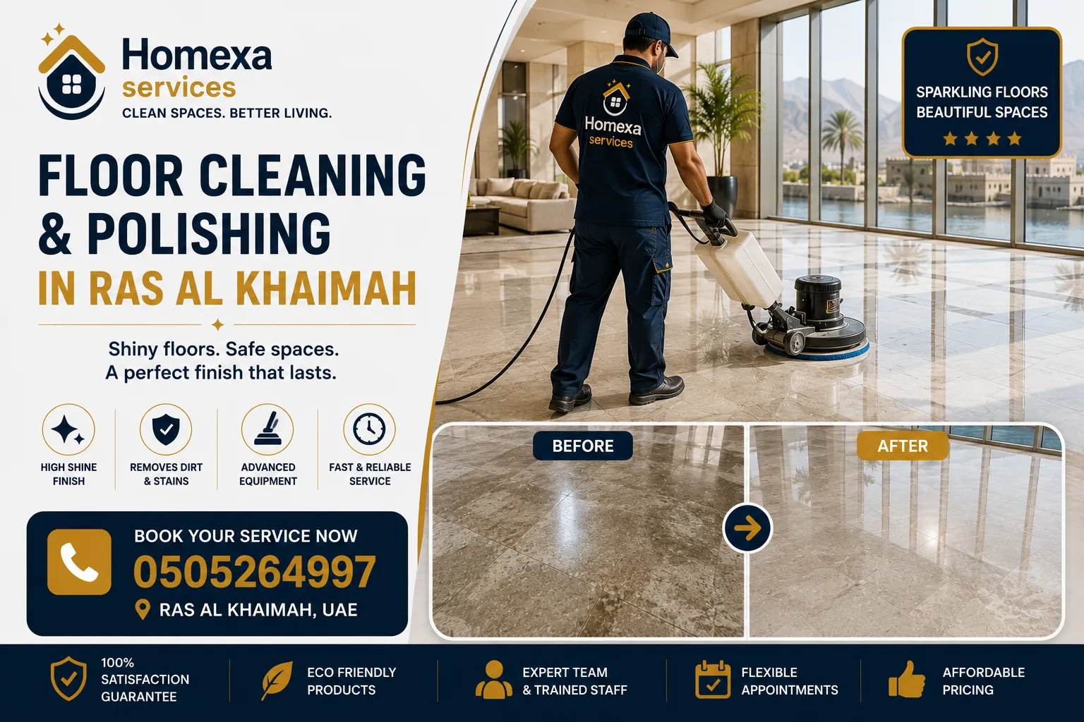 Professional floor cleaning and polishing in Ras Al Khaimah