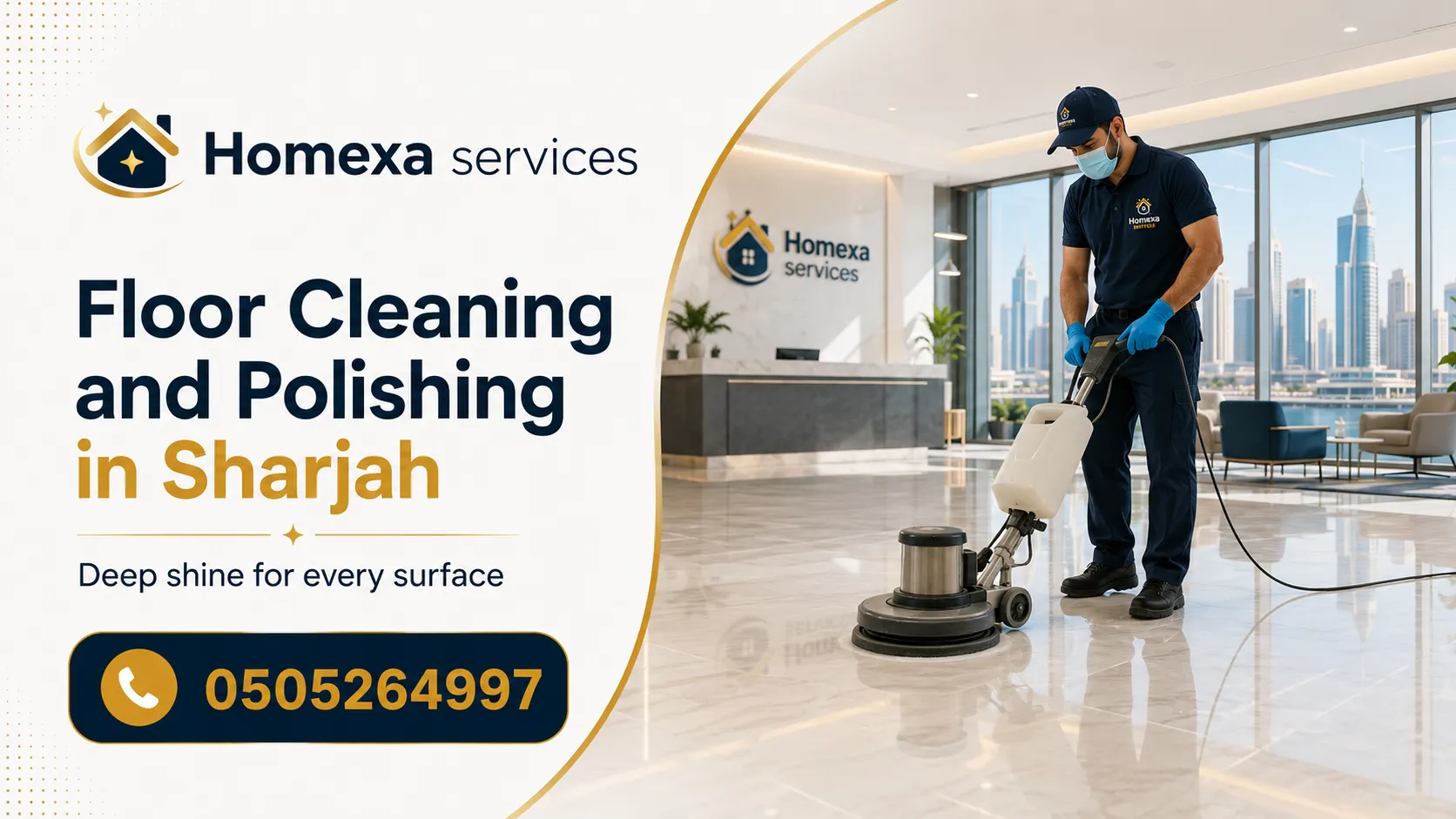 Floor cleaning and polishing company in Sharjah for tile porcelain marble and hard flooring