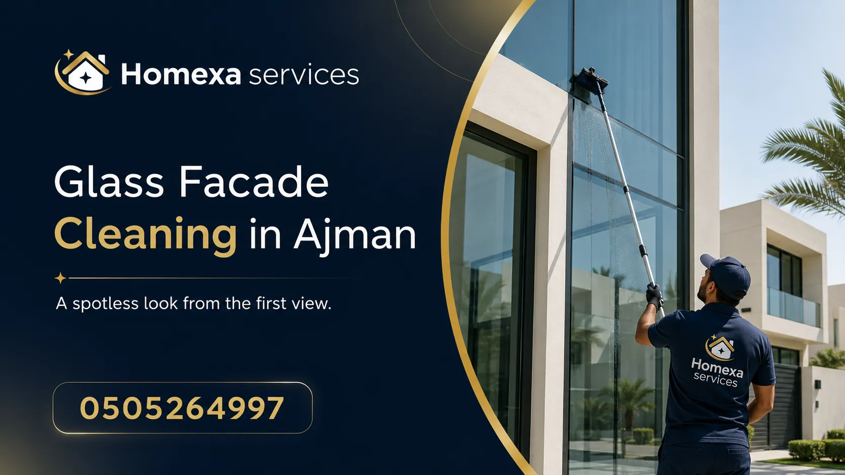 Professional glass facade cleaning in Ajman for shops offices and commercial properties