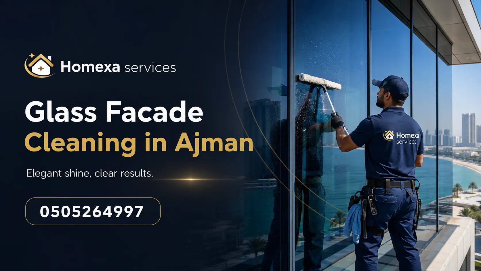 Glass facade cleaning in Ajman for storefronts offices and commercial exterior glazing