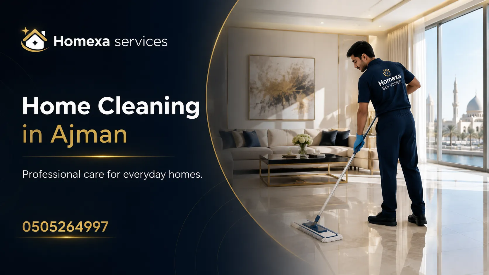 Home cleaning in Ajman for bedrooms kitchens bathrooms living rooms and floors
