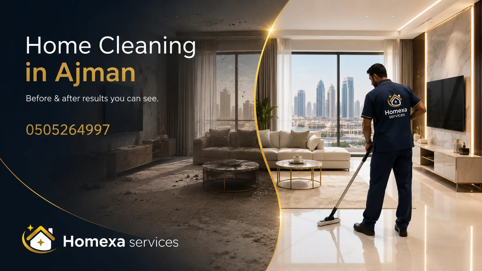 Home cleaning services in Ajman with flexible hours and regular cleaning visits