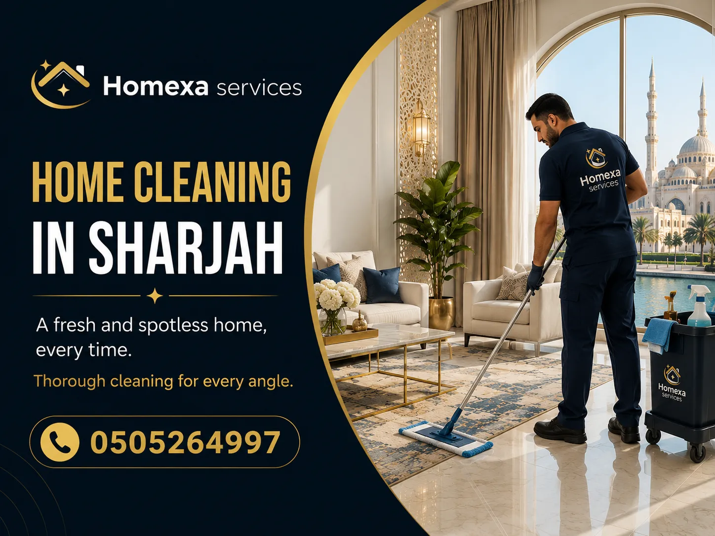Full House Cleaning in Sharjah with weekly monthly and one-time home cleaning packages
