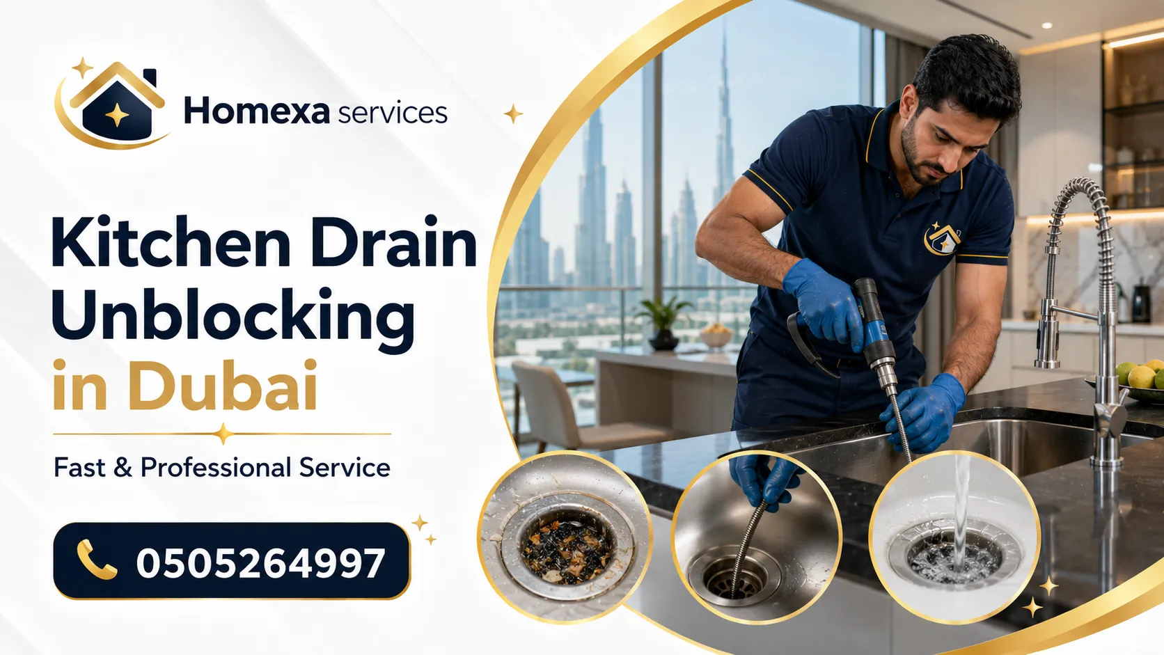 Kitchen Drain Unblocking in Dubai for blocked sinks slow drainage and grease buildup
