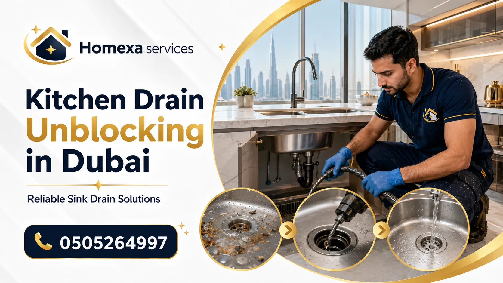 Kitchen Drain Unblocking in Dubai for recurring sink blockages and kitchen waste pipe cleaning