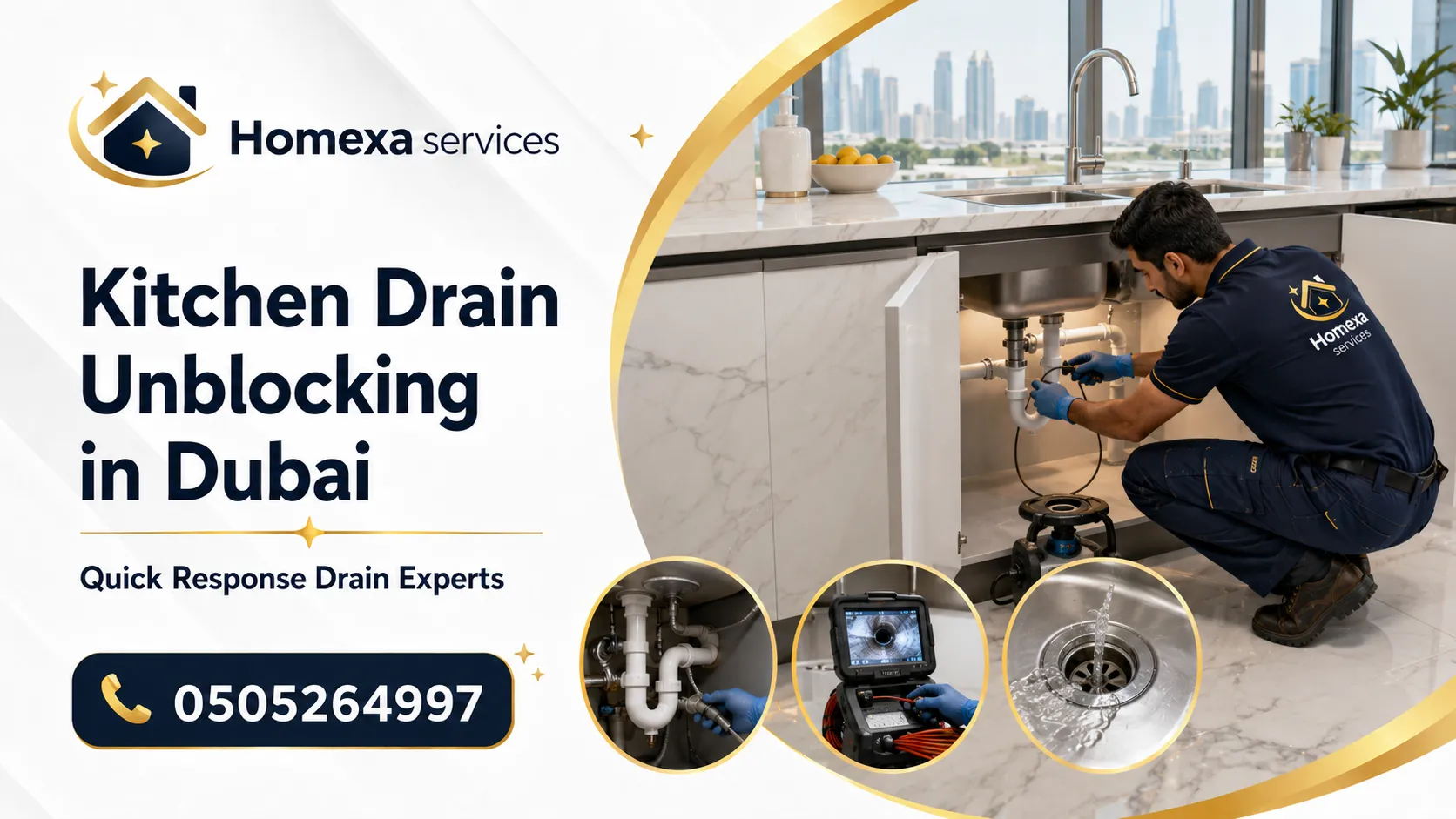 Kitchen drain unblocking in Dubai for blocked sink waste pipes and wastewater backup