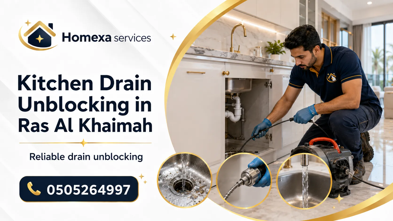 Kitchen drain unblocking in Ras Al Khaimah for blocked sinks and kitchen floor drains