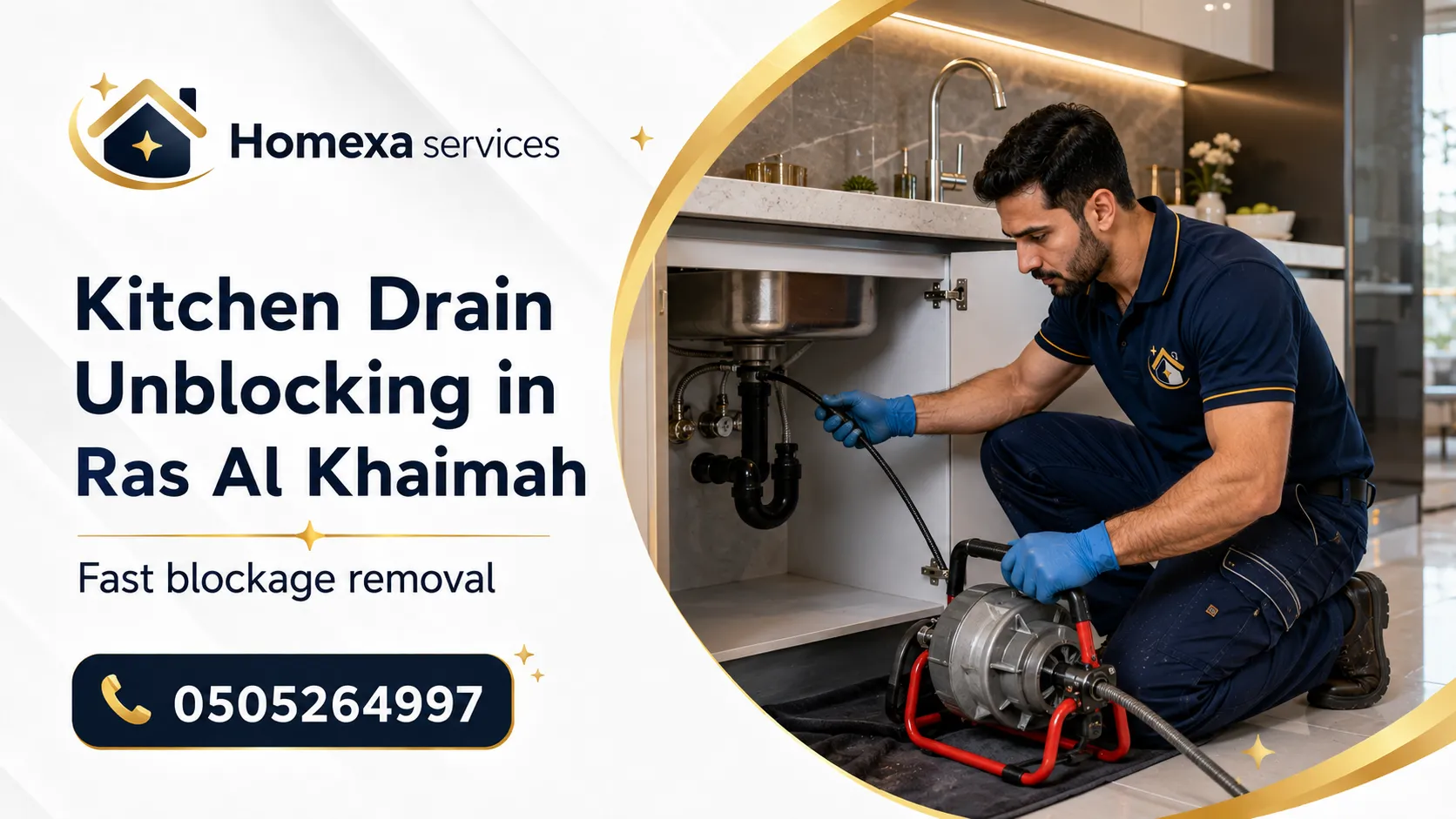Kitchen drain blockage service in Ras Al Khaimah for sinks floor drains and connected waste lines