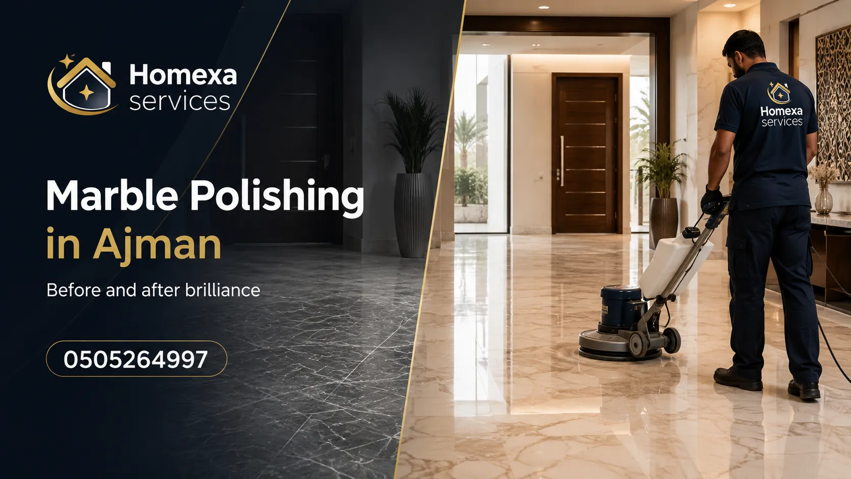 Marble polishing company in Ajman for villas apartments stairs offices and commercial marble projects