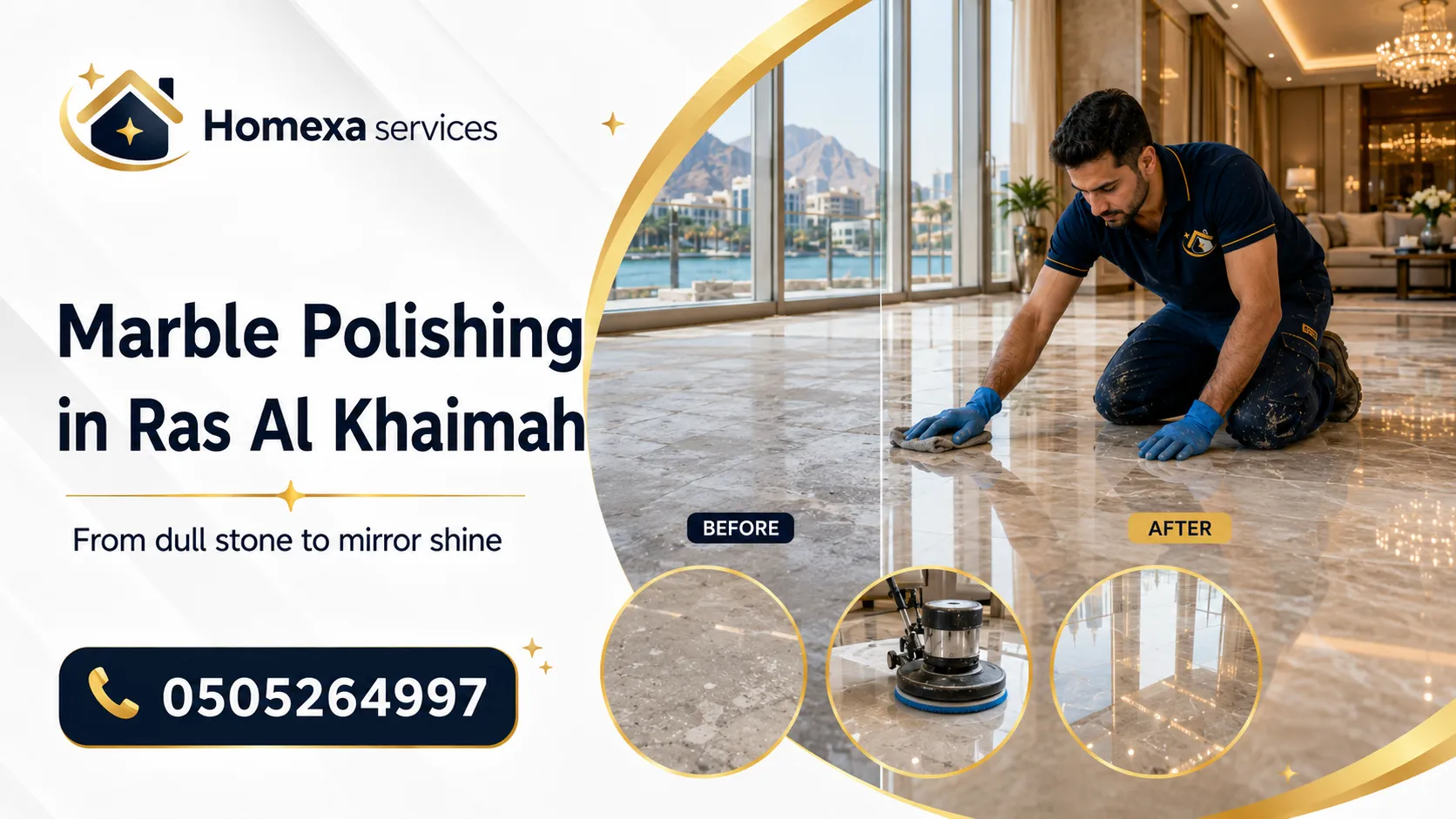 Marble Polishing in Ras Al Khaimah for dull marble floors and uneven floor shine