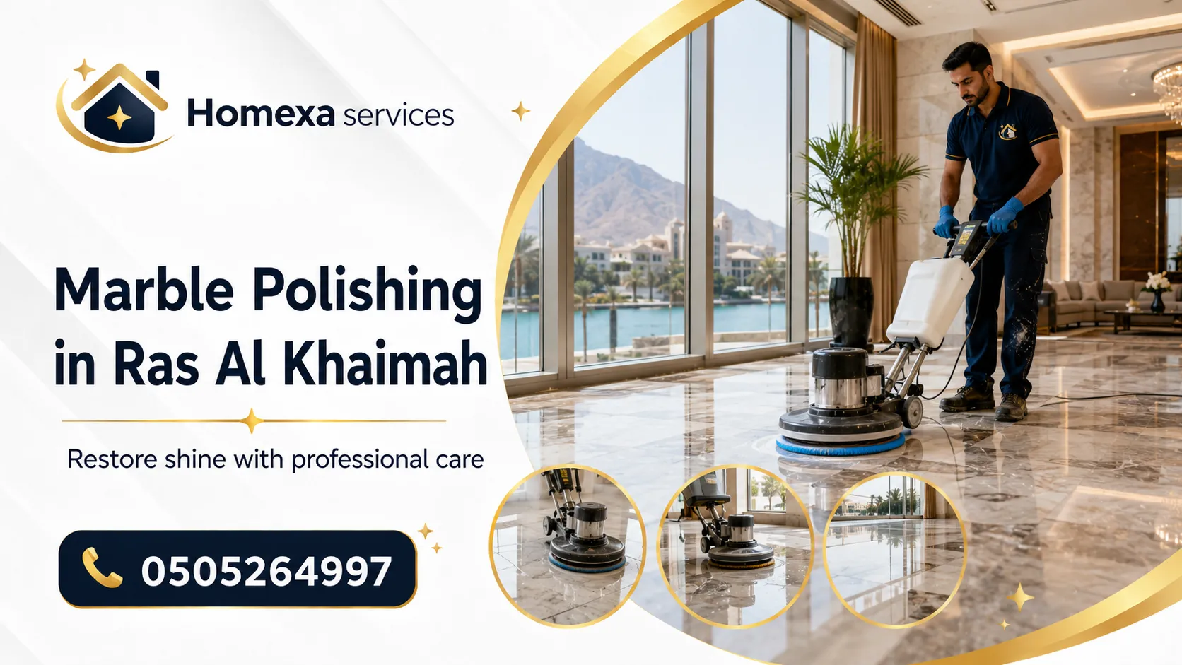 Marble Polishing in Ras Al Khaimah for villas homes dull marble floors and surface scratches