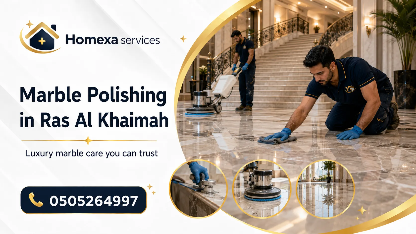 Marble Polishing in Ras Al Khaimah for improving marble shine in villas houses and interior floors