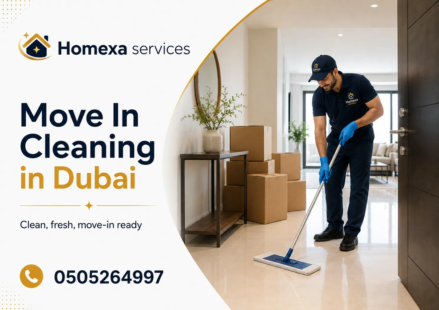Move-in cleaning company in Dubai preparing apartments and villas before furniture and relocation