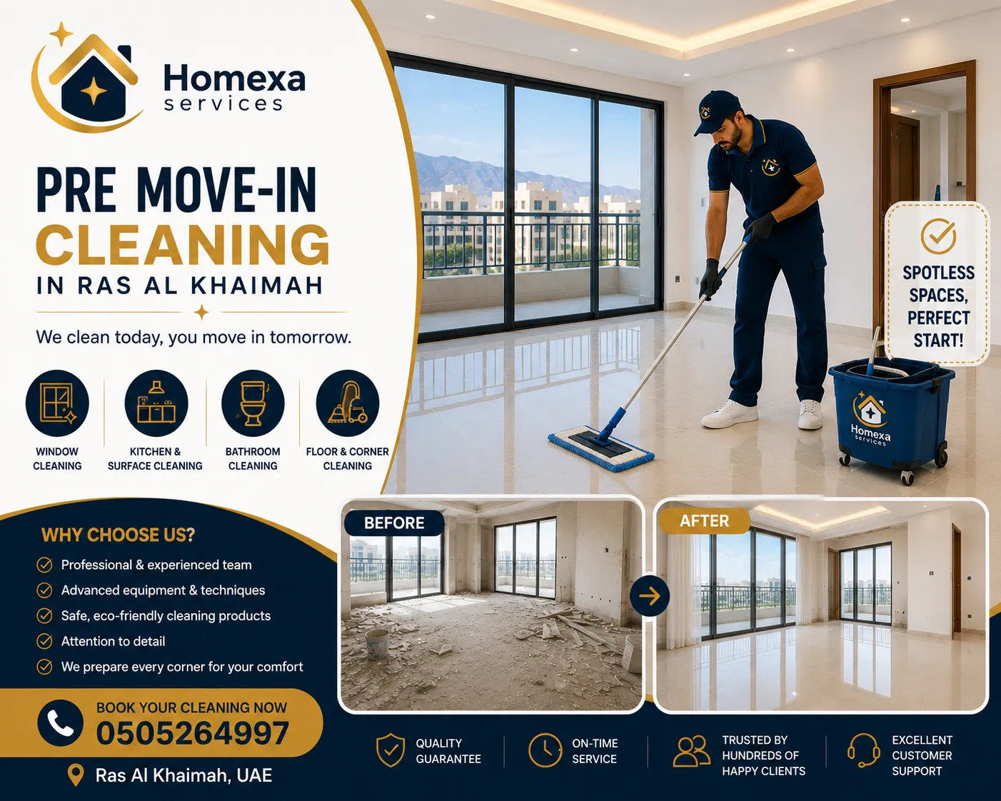 Empty property cleaning before moving in Ras Al Khaimah