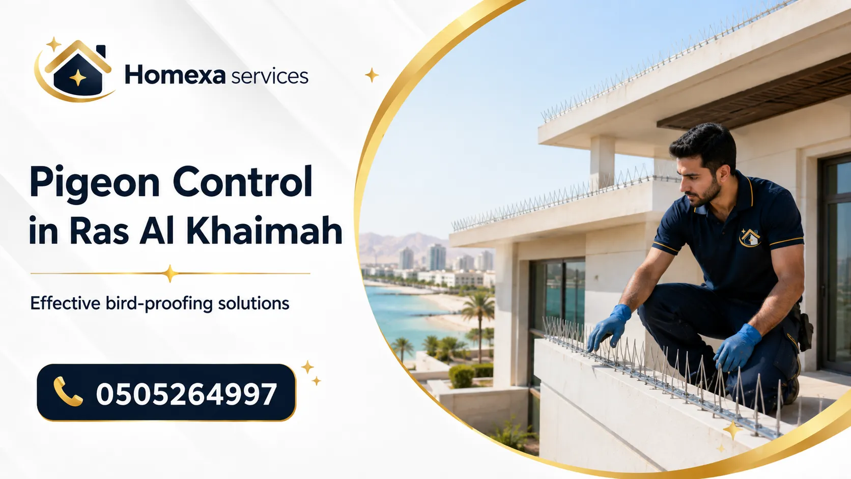 Pigeon Control in Ras Al Khaimah for villa roofs balconies building ledges and outdoor areas