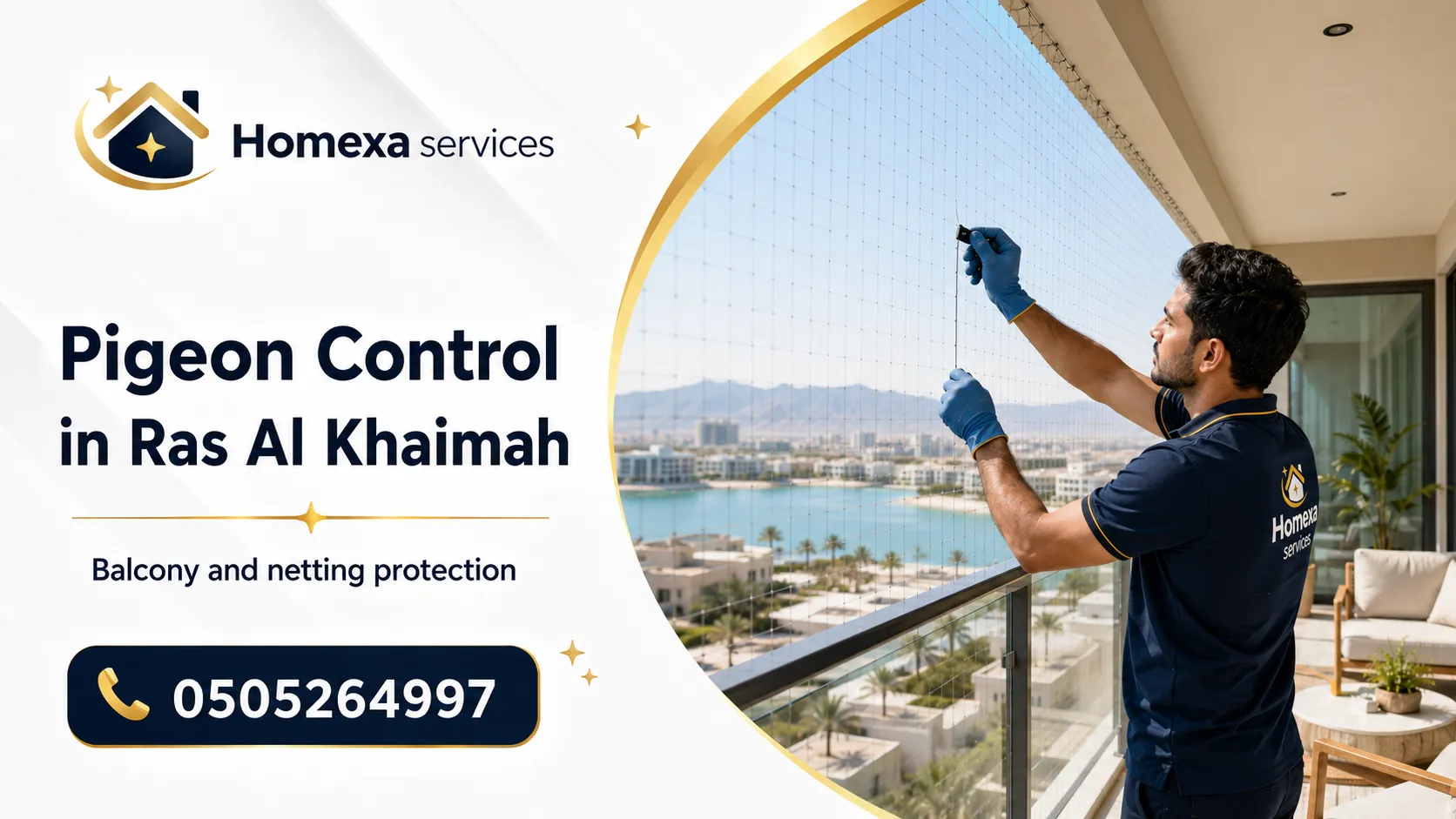 Pigeon Control in Ras Al Khaimah for villas balconies roofs outdoor AC units and building ledges
