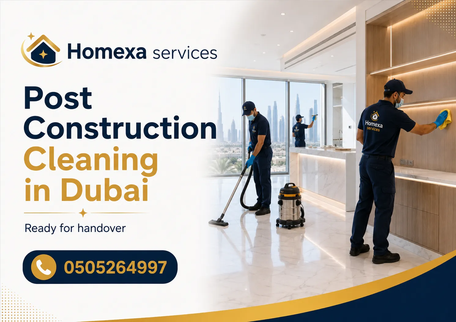 Post construction commercial cleaning in Dubai for offices shops and fit out projects before opening