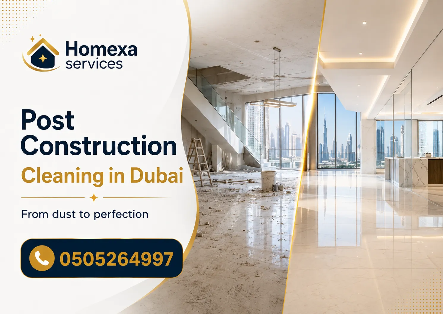 Post construction cleaning company in Dubai for final handover cleaning of residential and commercial properties