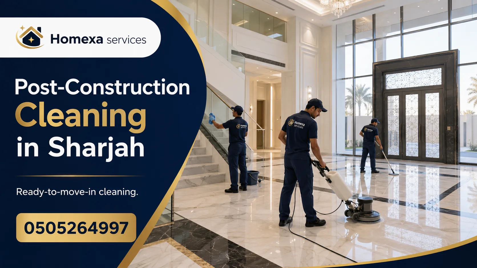 Post-construction cleaning in Sharjah for construction dust and finishing residue
