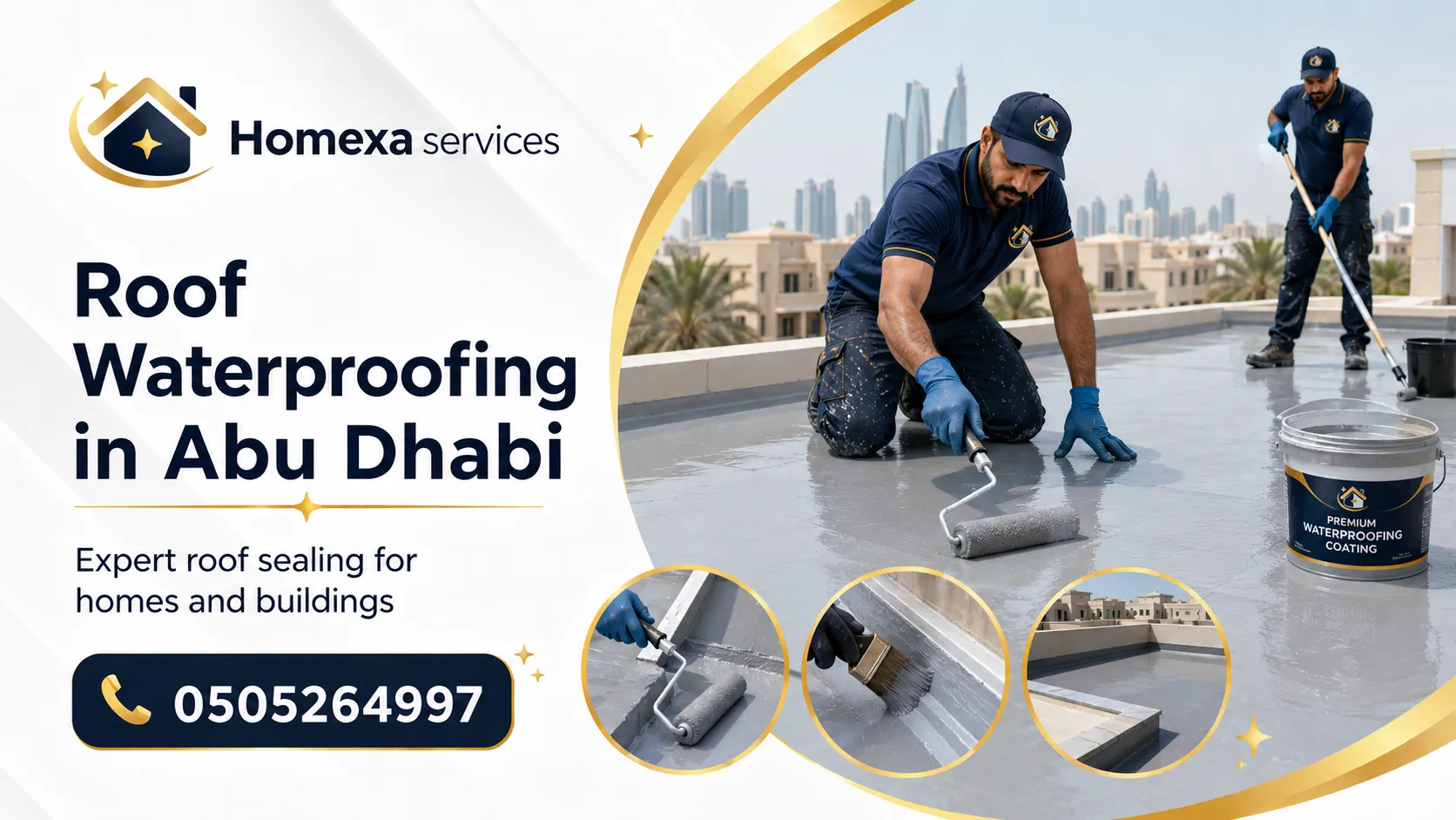 Roof Waterproofing in Abu Dhabi for villas buildings roof leak prevention and moisture protection
