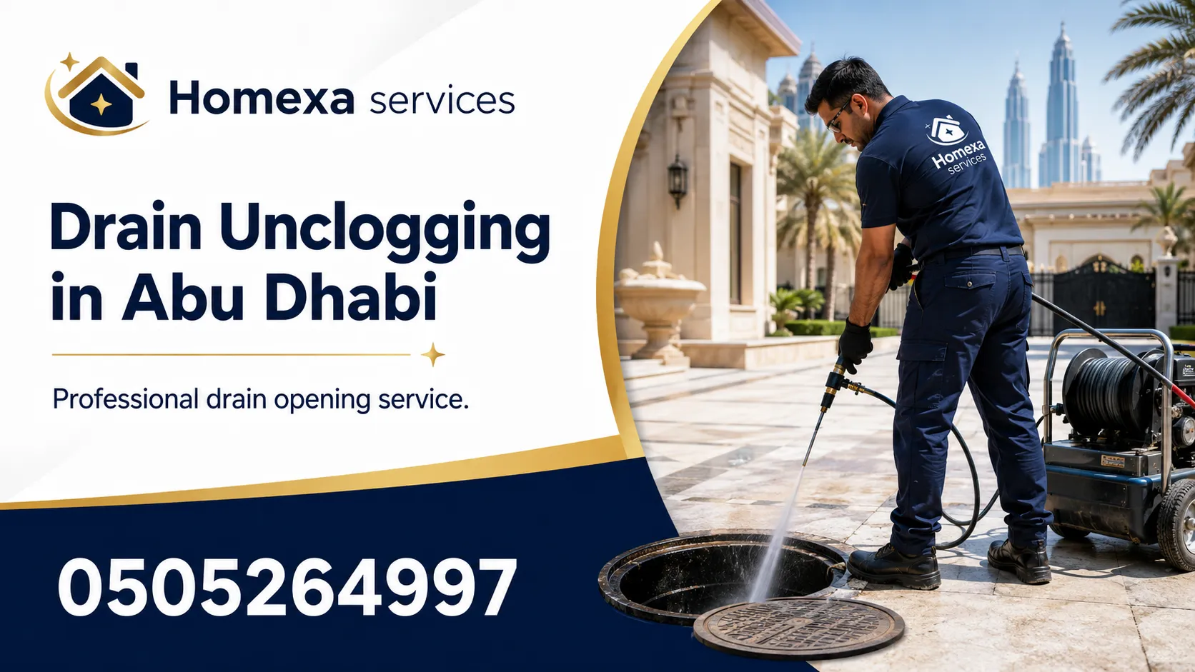 Blocked sewer and drain unblocking service in Abu Dhabi homes and villas