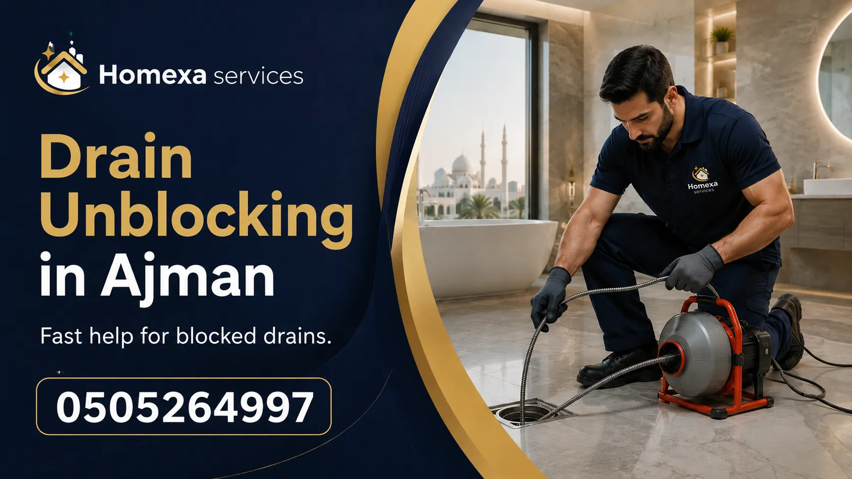 Sewer unblocking in Ajman for slow drainage blocked pipes and drain line cleaning